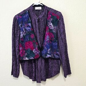 Purple Floral Blouse by Perceptions (size missing)